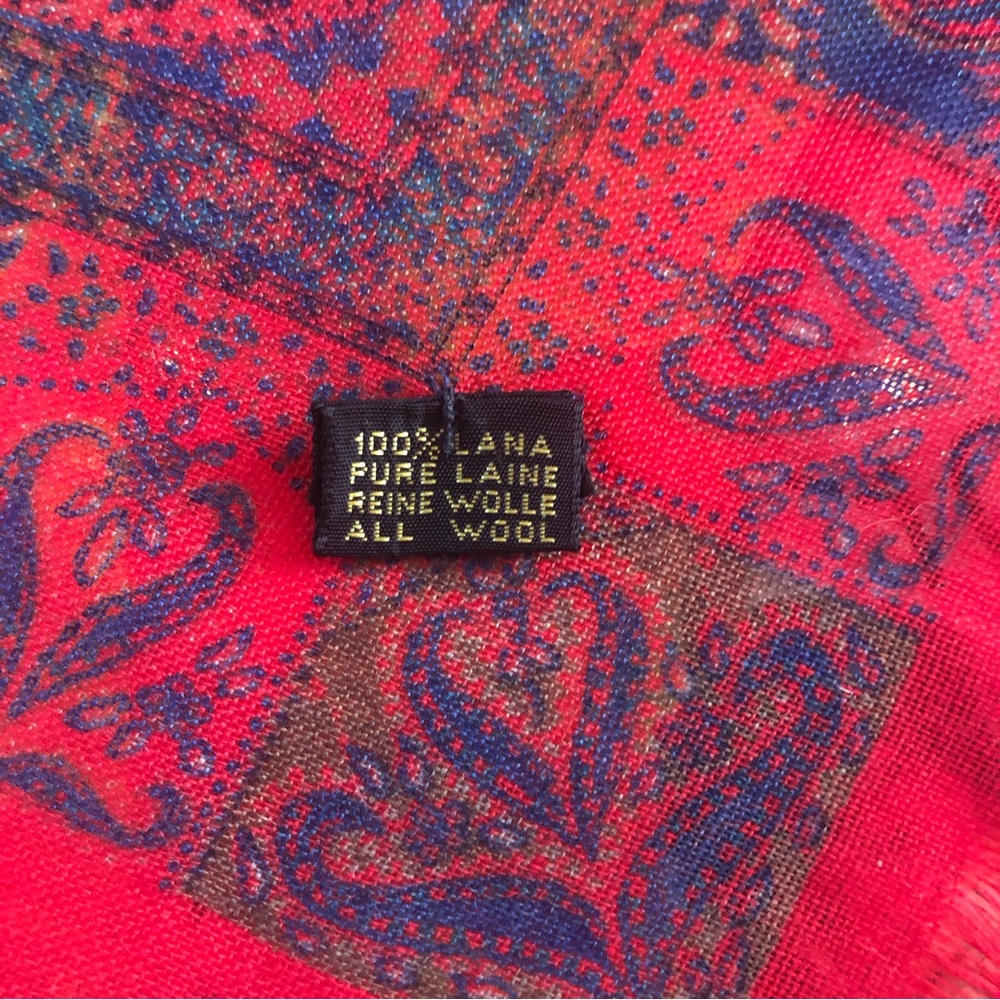 Stunning Wool Paisley Red scarf/ shawl made in Italy new price firm!